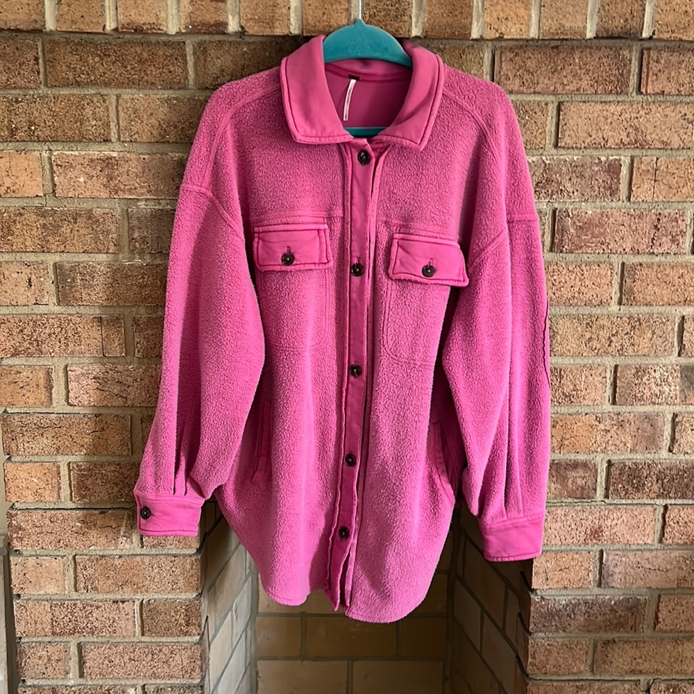 Free People Hot Pink Fleece Shacket